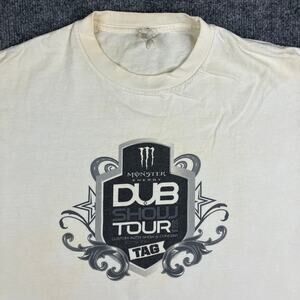 Monster DUB Show Tour T-Shirt Mens Size L Cream Graphic Auto Streetwear TAG